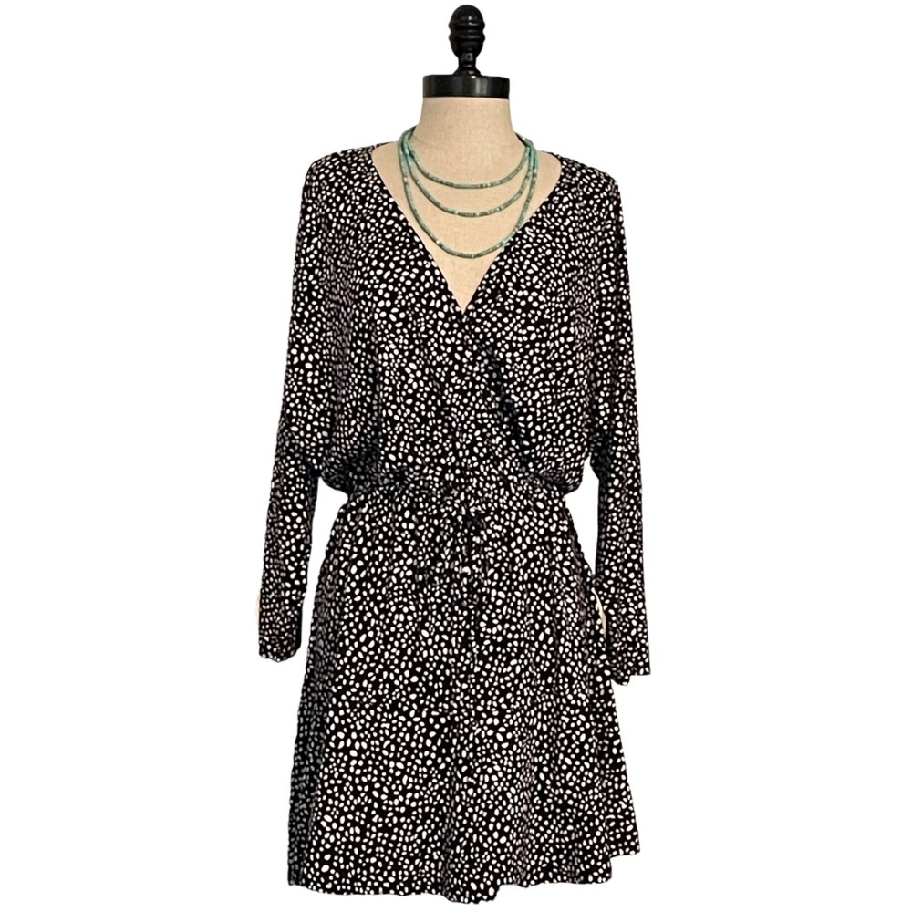 Lush Faux Wrap Black And White Polka Dot Dress - Size Medium - New Without Tags